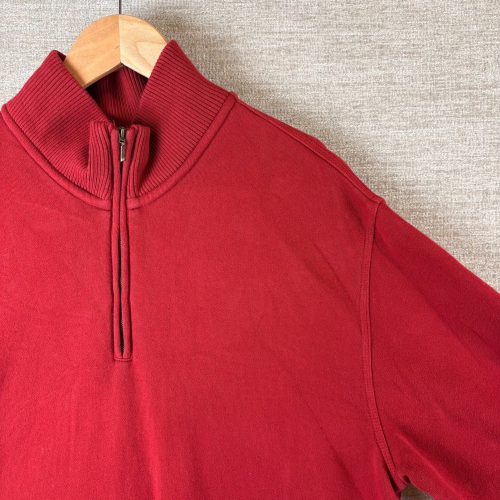 Van Heusen Sport Quarter Zip Pullover Mens L Red Fleece Mock Neck Sweatshirt